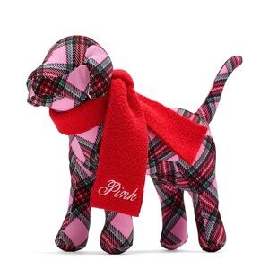 Victoria's Secret Pink Plaid Dog Toy with Red Scarf